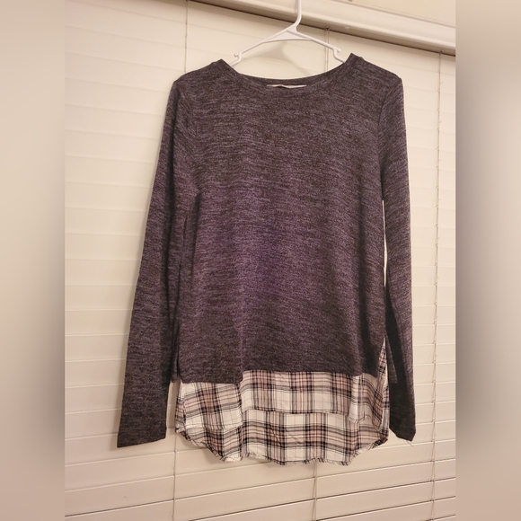 Downeast Layered Sweatshirt Top w/ Zippered Back - S - Picture 1 of 6